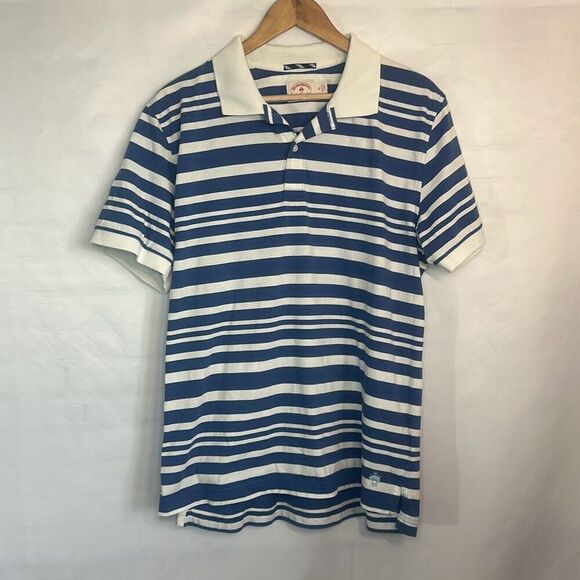 Brooks Brothers Red Fleece Mens Blue White Striped Polo XL Short Sleeve LOOK - Picture 1 of 8